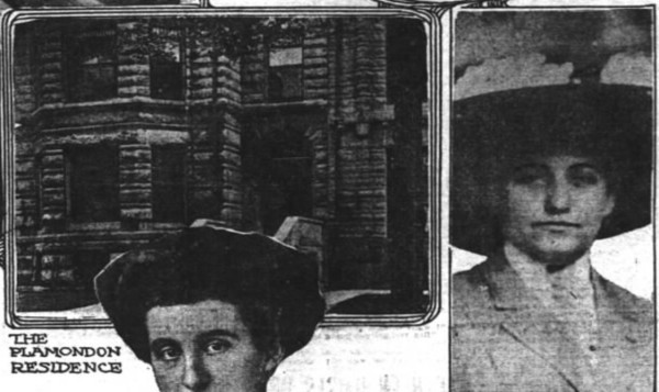 Mare Plamendon (right) and a bit of her home from the Chicago Daily Inter-Ocean, Aug 31, 1910
